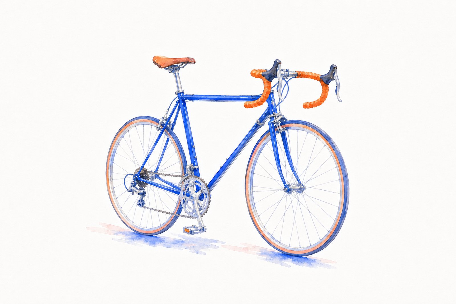 A classic steel road bike in three-quarter view.