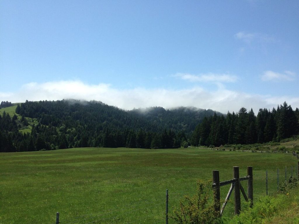 Lingering clouds on the hills.