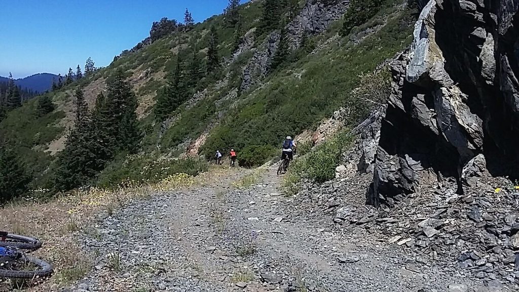 The road down the backside of the mountain is a bit rocky, a bit rutty, a bit overgrown. A lot fun!