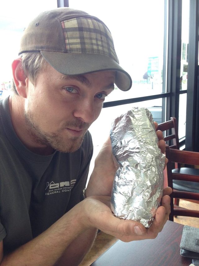 Matt and his burrito baby.