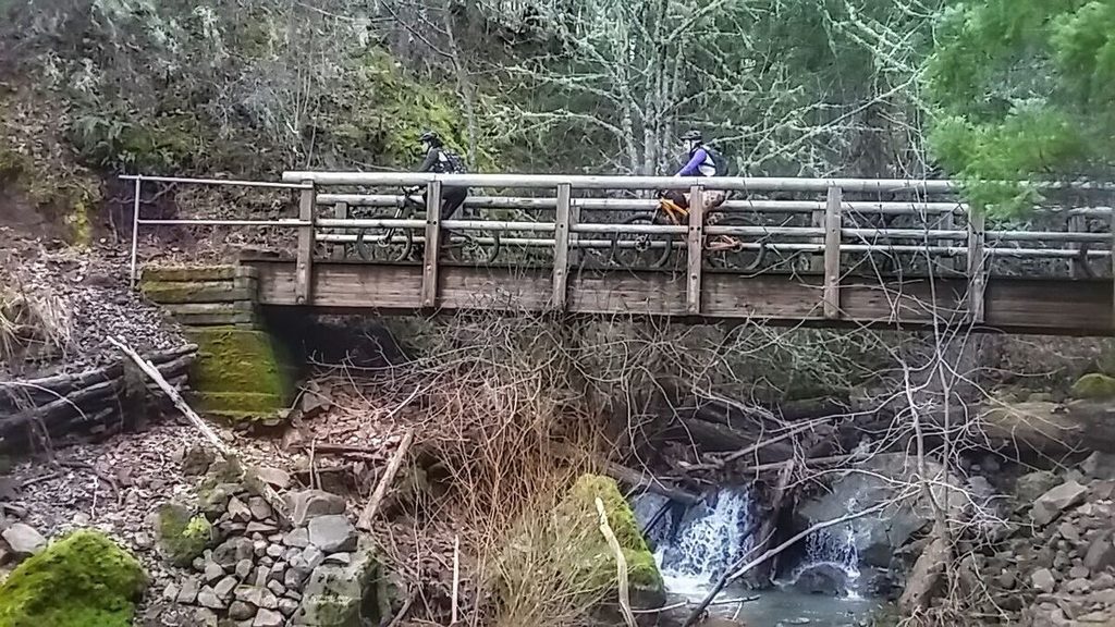 There's a lot of bridges to be crossed as one rides around the lake. They get pretty slick in the Winter. Last year, we had a few crashes thanks to the conditions. This year, we had 2 good ones. Both riders finished the ride. Here, Ruth and Sage show us how it's supposed to be done.